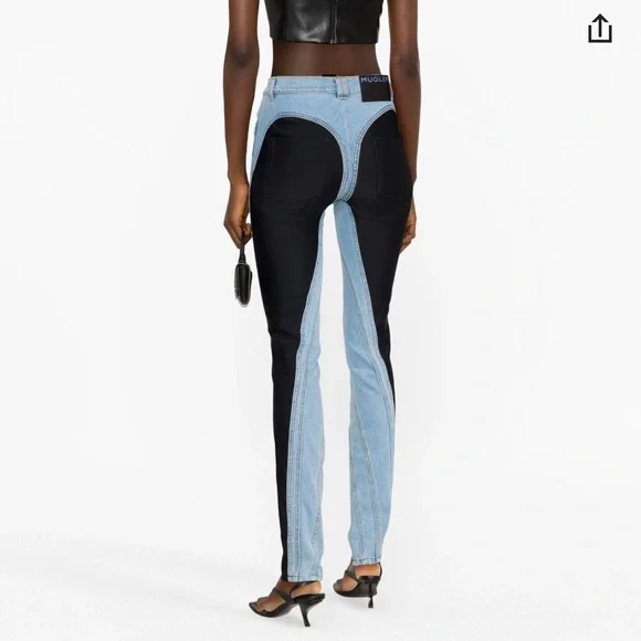 Mugler Stretch Jersey Trim Denim
Spiral skinny jeans Size 34 - Picture 1 of 9